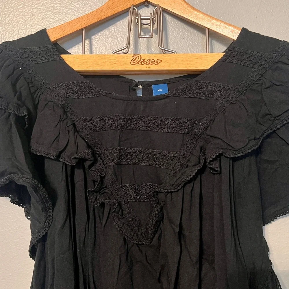 Black Ruffled Blouse - Picture 3 of 5